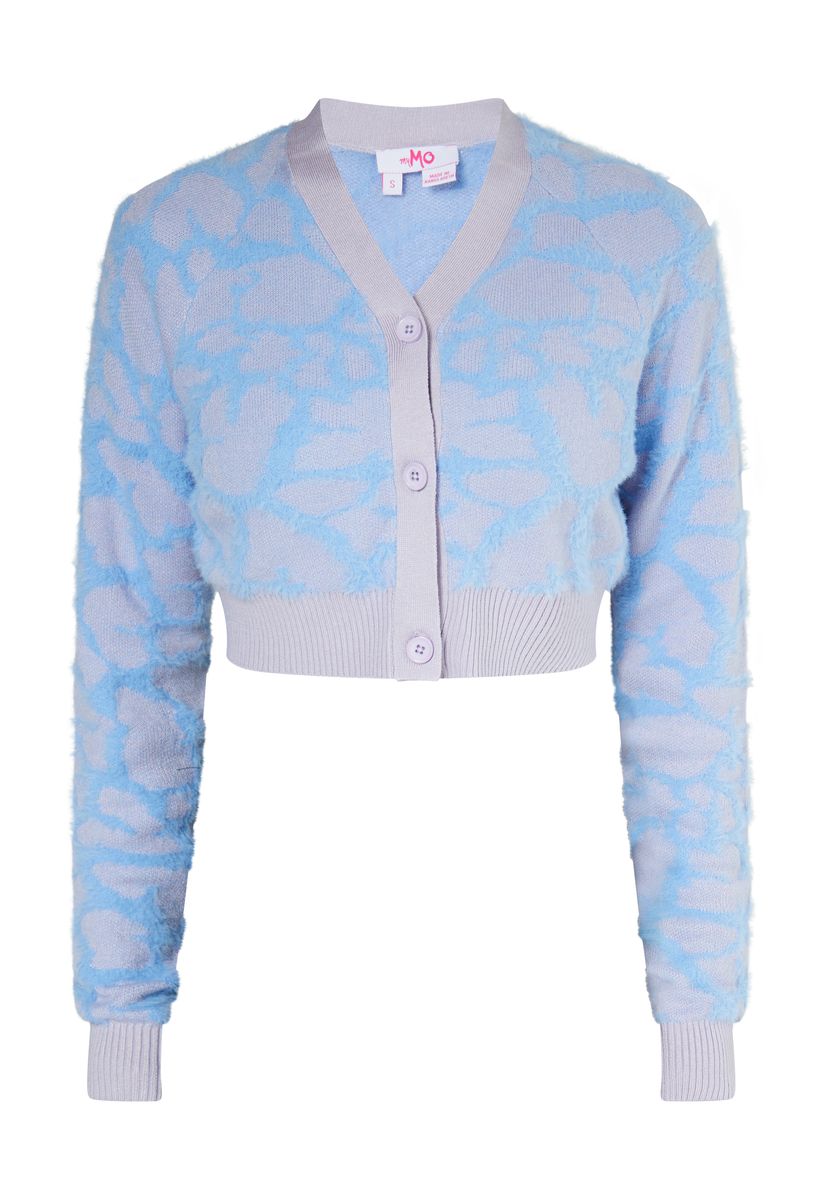 Kurzer Jacquard-Cardigan mit Giraffenmuster