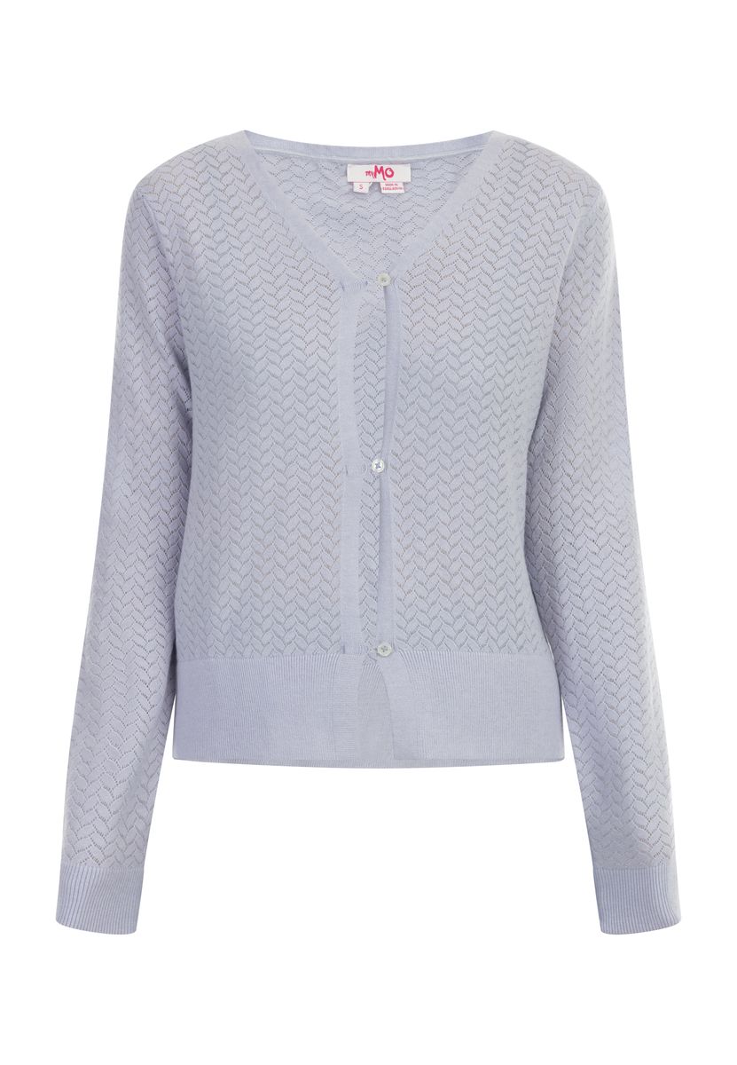 Pointelle-Strick Cardigan mit V-Ausschnitt