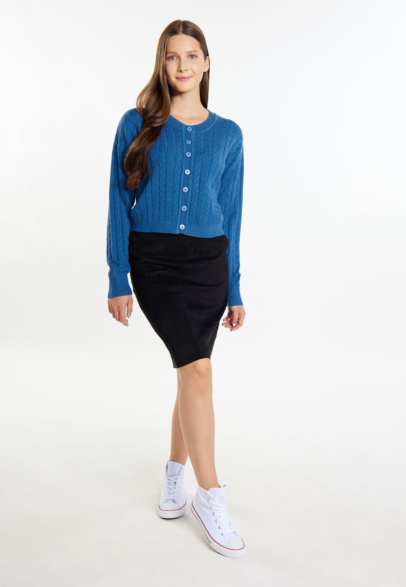 Retro College-Cardigan mit Zopfmuster