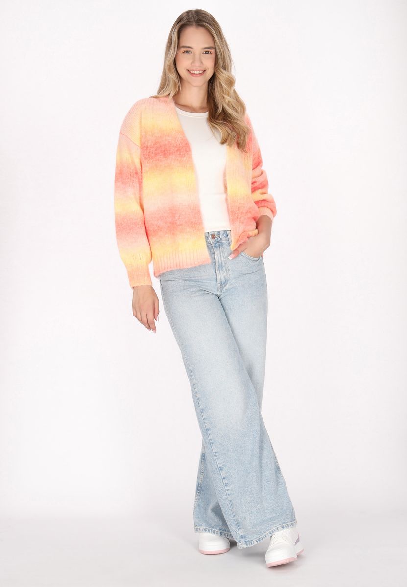 Offene Strickjacke mit Ombré-Streifen