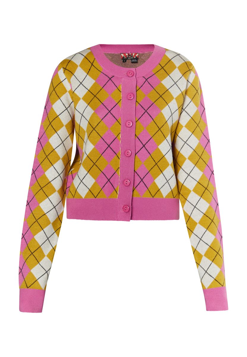Kurze Strickjacke mit Rautenmuster
