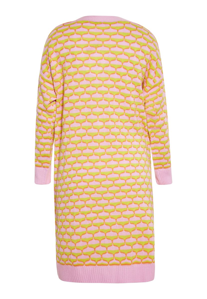 Lange Jacquard-Strickjacke mit Wabenmuster