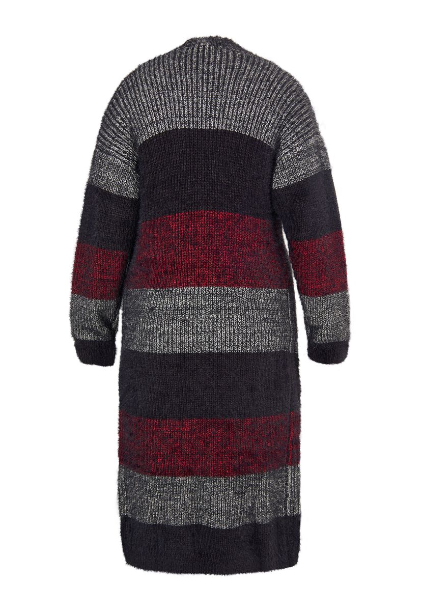 Kuscheliger gestreifter offener Long-Cardigan