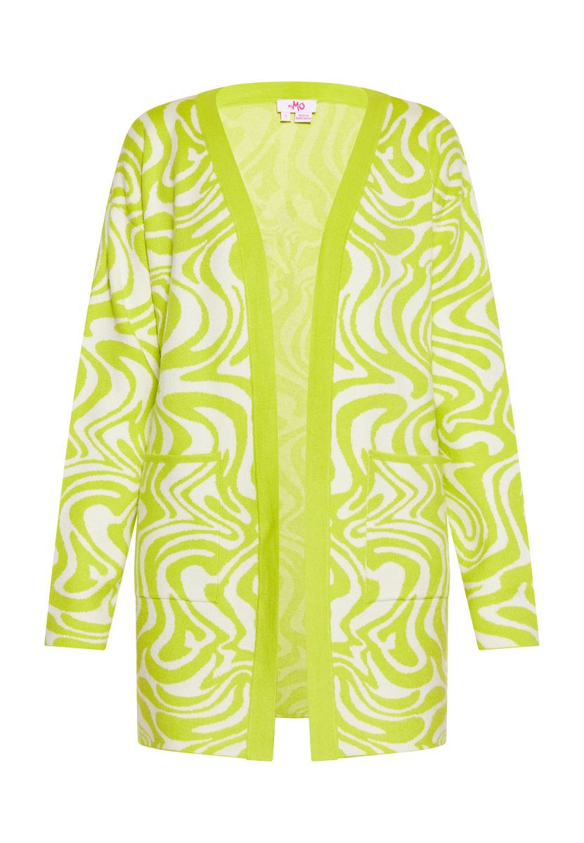 Lange Strickjacke mit abstraktem Jacquardmuster