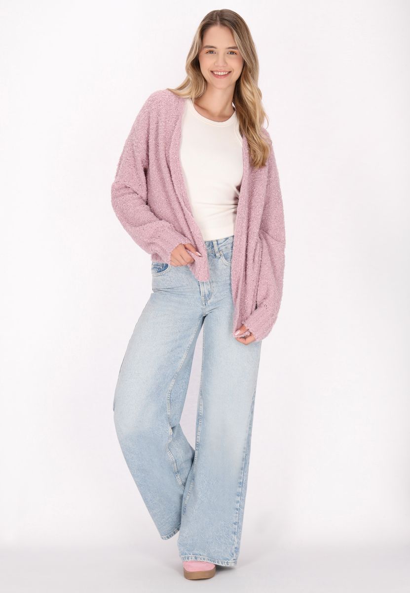 Strukturierte Strickjacke mit offener Front