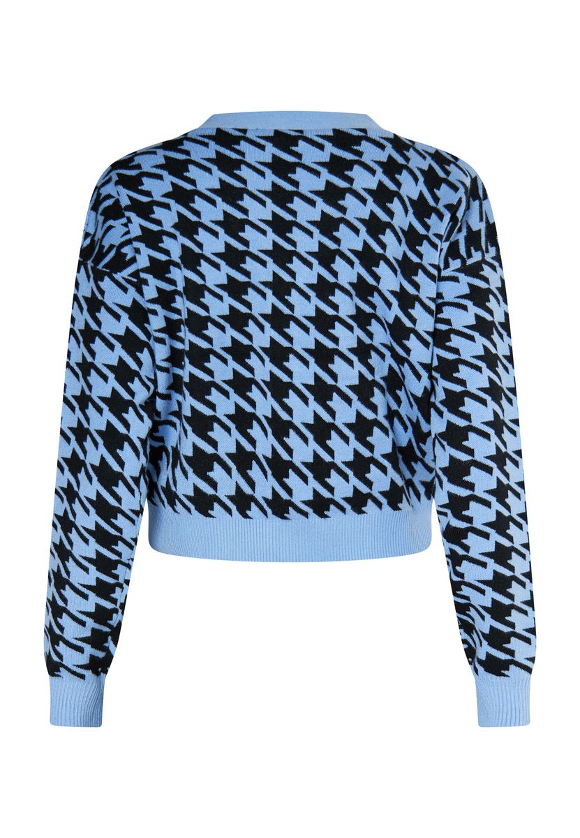 Verkürzter Jacquard-Cardigan mit Hahnentritt