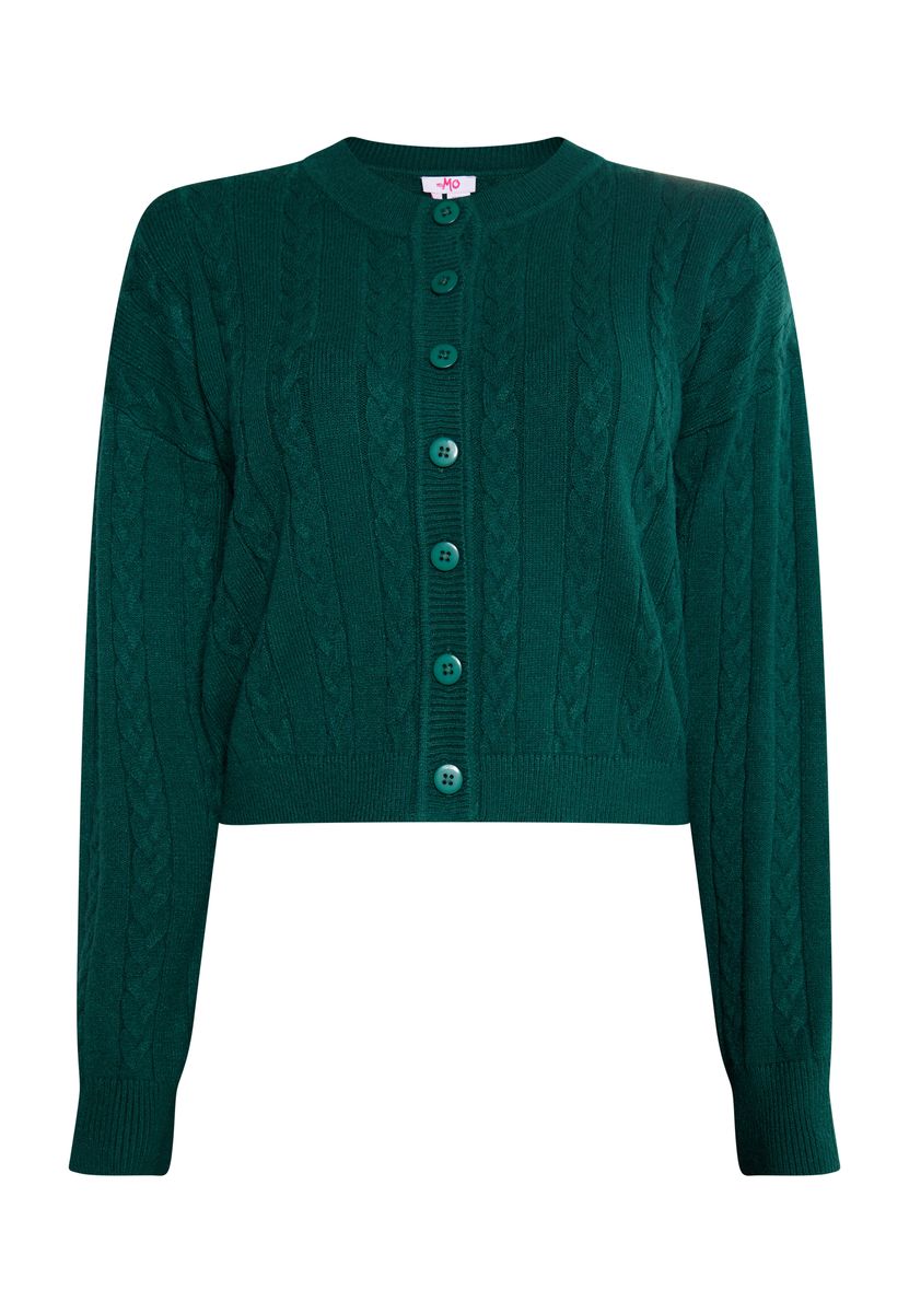 Kurzer Cardigan mit Zopfmuster