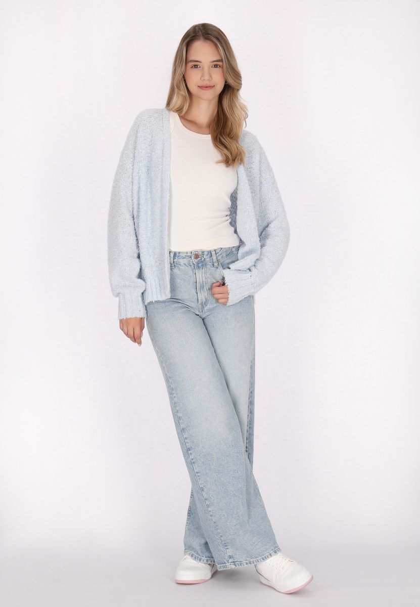 Weiche offene Strickjacke mit Struktur