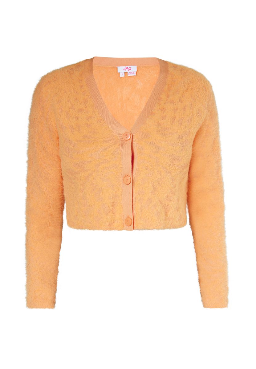 Flauschiger Kurz-Cardigan mit Tiermuster