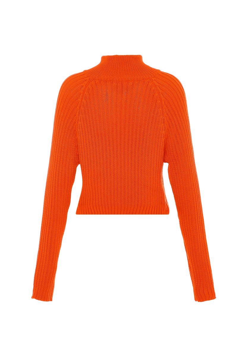 Gerippte Zip-Strickjacke mit Stehkragen