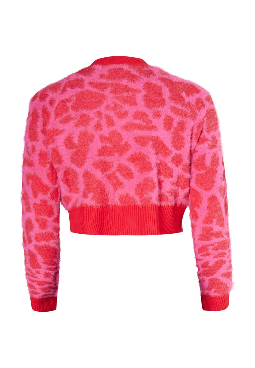 Kurzer Jacquard-Cardigan mit Giraffenmuster