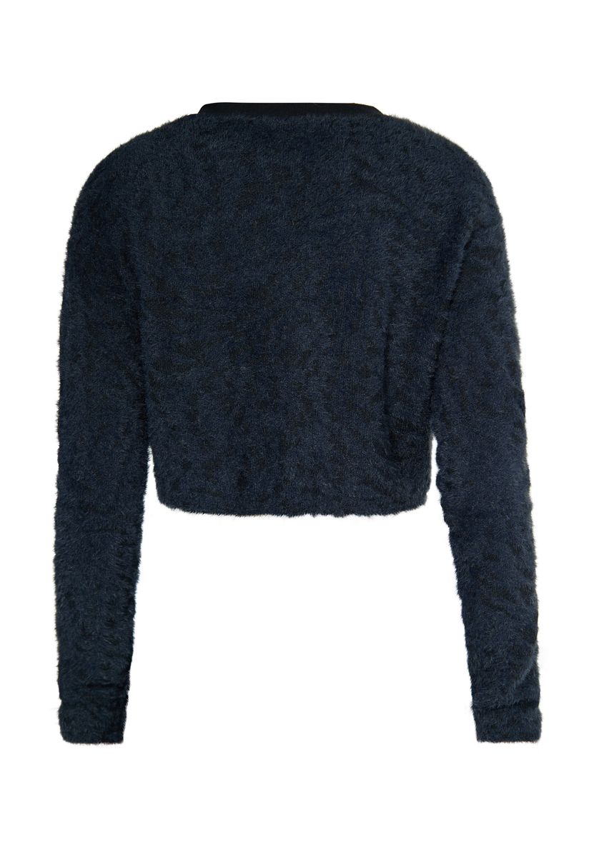 Flauschiger Cropped-Cardigan mit Zebramuster