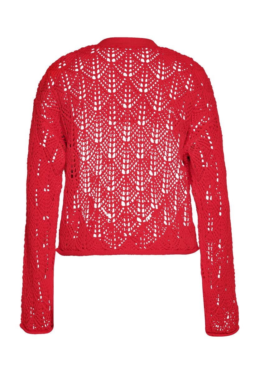 Kurze Strickjacke mit Lochmuster