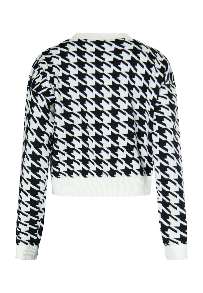 Verkürzter Cardigan mit Hahnentrittmuster