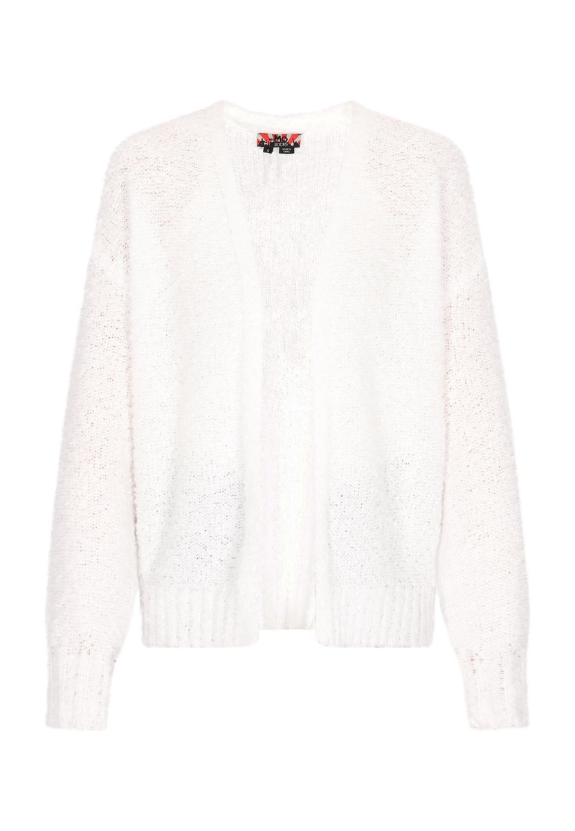 Offene strukturierte flauschige Strickjacke
