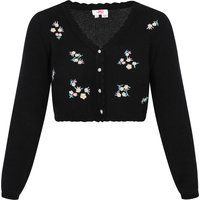 Kurzstrickjacke mit floraler Stickerei