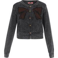 Waffelstrick-Cardigan mit Schleifen-Detail