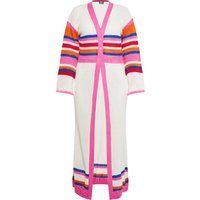 Lange Gestreifte Strickjacke mit Lochmuster