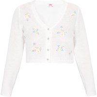 Bestrickte Kurzstrickjacke mit Blumenmuster