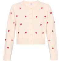 Kurze Strickjacke mit Herzbestickung
