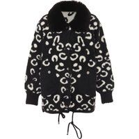 Strickjacke mit Leopardenmuster und Fellkragen