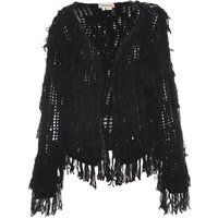 Handgehäkelte Strickjacke mit Fransen