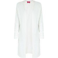 Flauschige lange Strickjacke ohne Verschluss