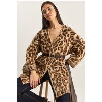 Oversize-Strickjacke mit Leopardenmuster