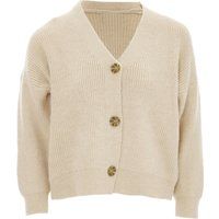 Gerippter V-Ausschnitt-Cardigan mit Knöpfen