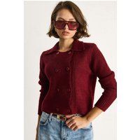 Zweireihiger Rippstrick-Cardigan