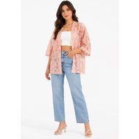 Offener Kimono mit floraler Spitze