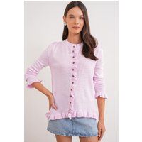 Rüschen-Strickjacke mit Rippenmuster
