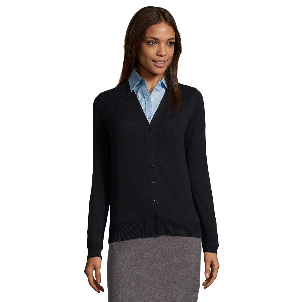 Schmal geschnittene Strickjacke mit V-Ausschnitt
