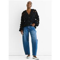 Oversize-Grobstrick-Cardigan mit Lochmuster