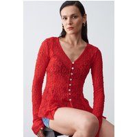 Spitzen-Cardigan mit V-Ausschnitt