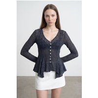 Spitzen-Cardigan mit V-Ausschnitt