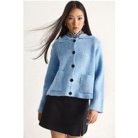 Rippstrick-Cardigan mit Kragen