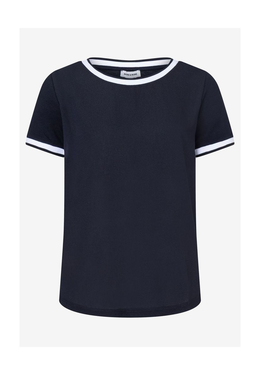 T-Shirt mit Kontrastbündchen und Rundhals