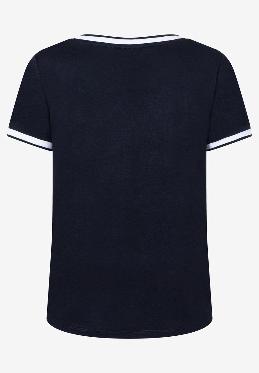 T-Shirt mit Kontrastbündchen und Rundhals