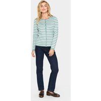 Gestreifte Feinstrickjacke mit Knöpfen