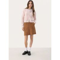 Gerippte Strickjacke mit Rundhalsausschnitt