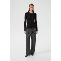 Rippstrick-Cardigan mit Polo-Kragen