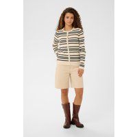 Gestreifte Feinstrickjacke mit Knöpfen
