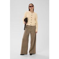 Gerippte Strickjacke mit Rundhalsausschnitt