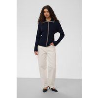 Rippstrick-Cardigan mit Kontrastbesatz