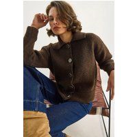 Strukturierter Cardigan mit Hemdkragen
