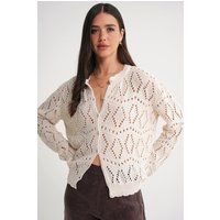 Strukturierte Strickjacke mit Lochmuster