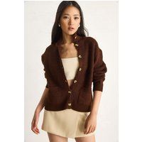 Gerippte Strickjacke mit Schalkragen