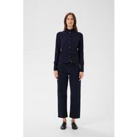 Schmaler Cardigan mit geripptem Stehkragen