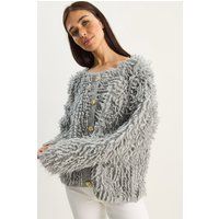 Strukturierter Shaggy-Strick-Cardigan